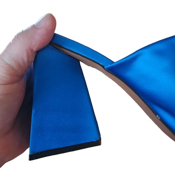 ASOS Designs Open Toe Bright Blue Retro Chunky Heel Sandal Womens size 11 - Picture 6 of 10